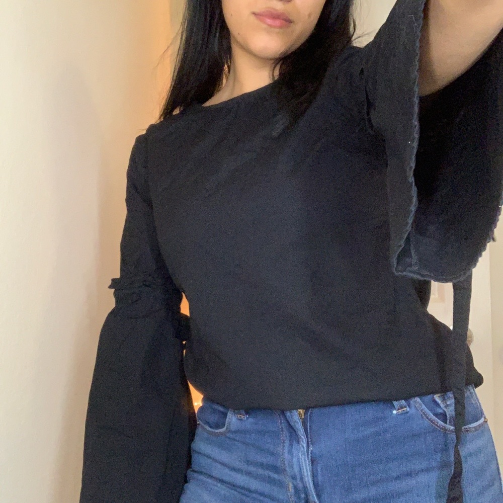 Black Bell Sleeve Top